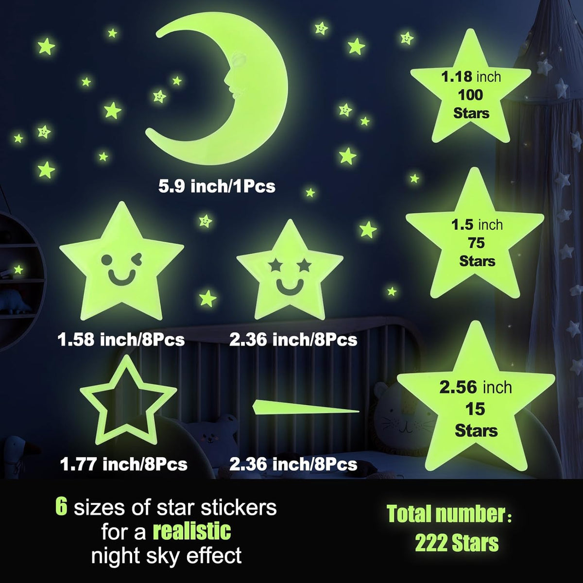 220 Estrellas Que Brillan En La Oscuridad Set completo