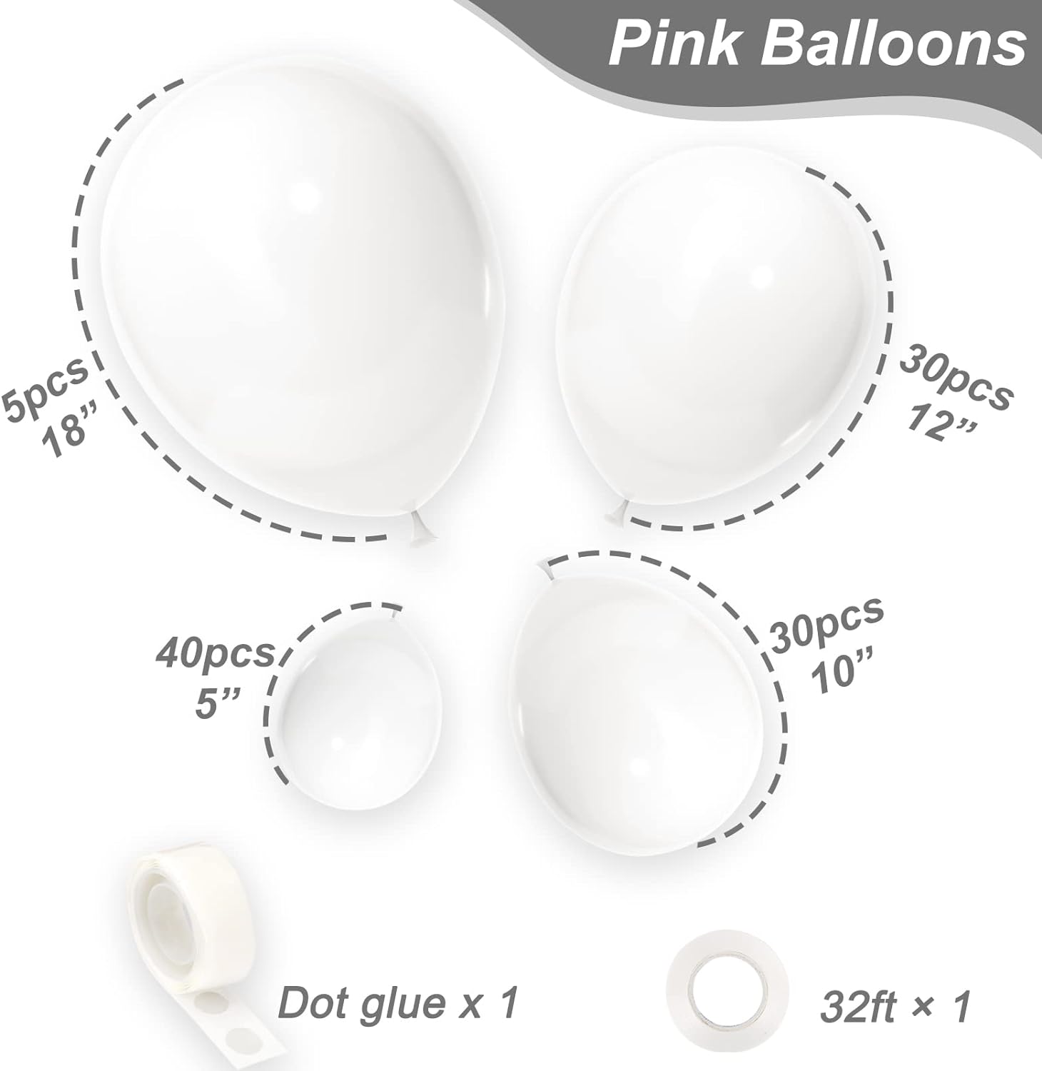 Arco Globos lisos De Diferentes Tamaños X105