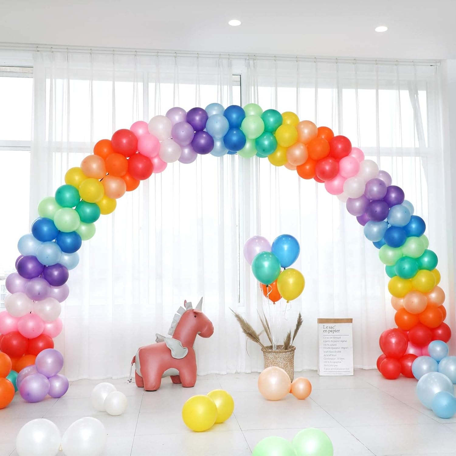120 Globos De Látex Arcoíris De 30cm Multicolor