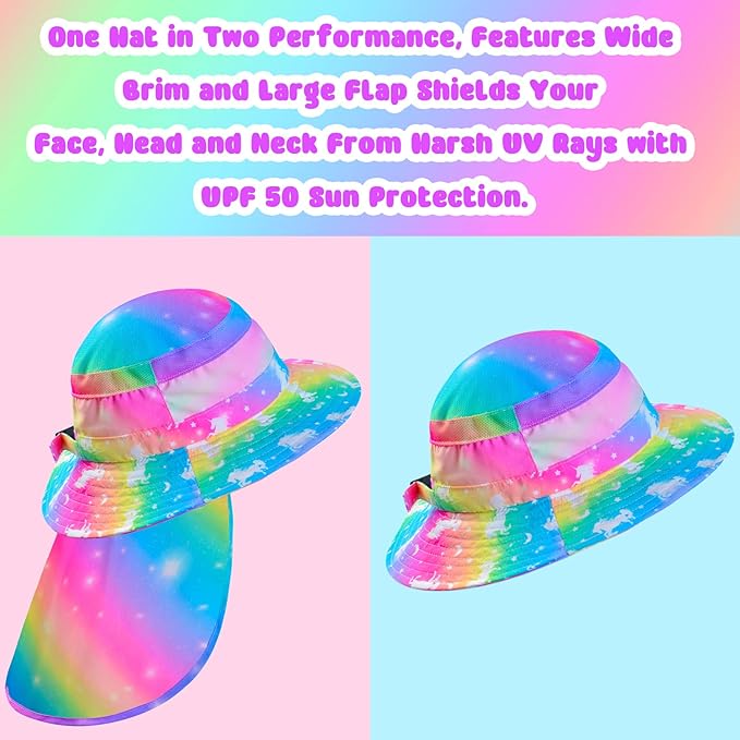 Gorro Para Niñas Con Protección Uv Unicornio