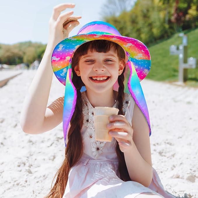 Gorro Para Niñas Con Protección Uv Unicornio