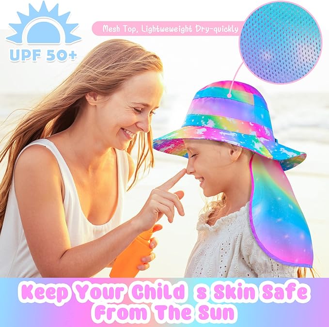 Gorro Para Niñas Con Protección Uv Unicornio