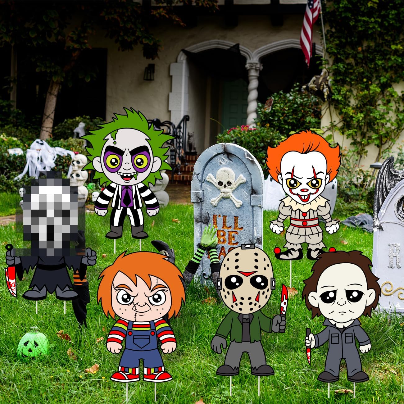 6 Carteles Para Jardin Halloween Pelí Terror