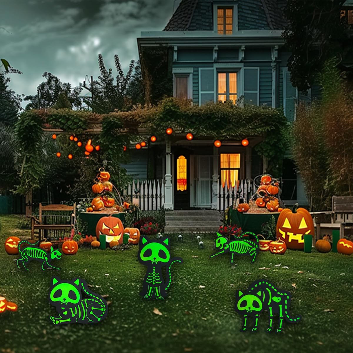 Letreros De Gato Brillo Nocturno Deco Halloween