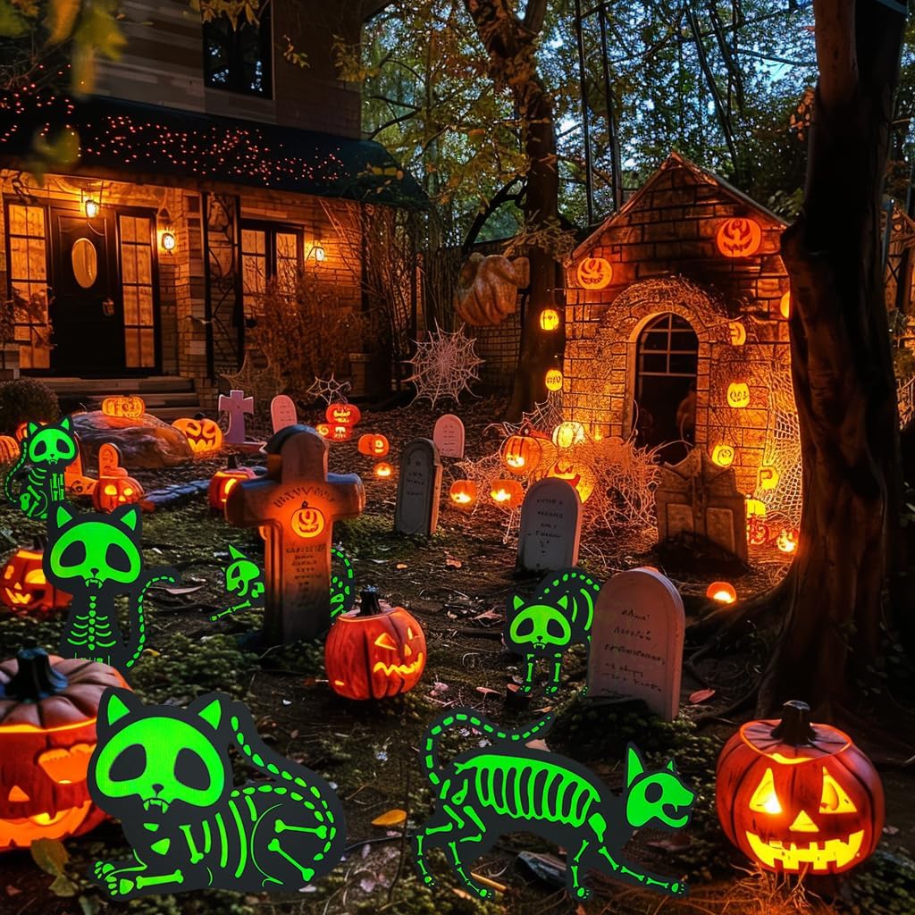 Letreros De Gato Brillo Nocturno Deco Halloween