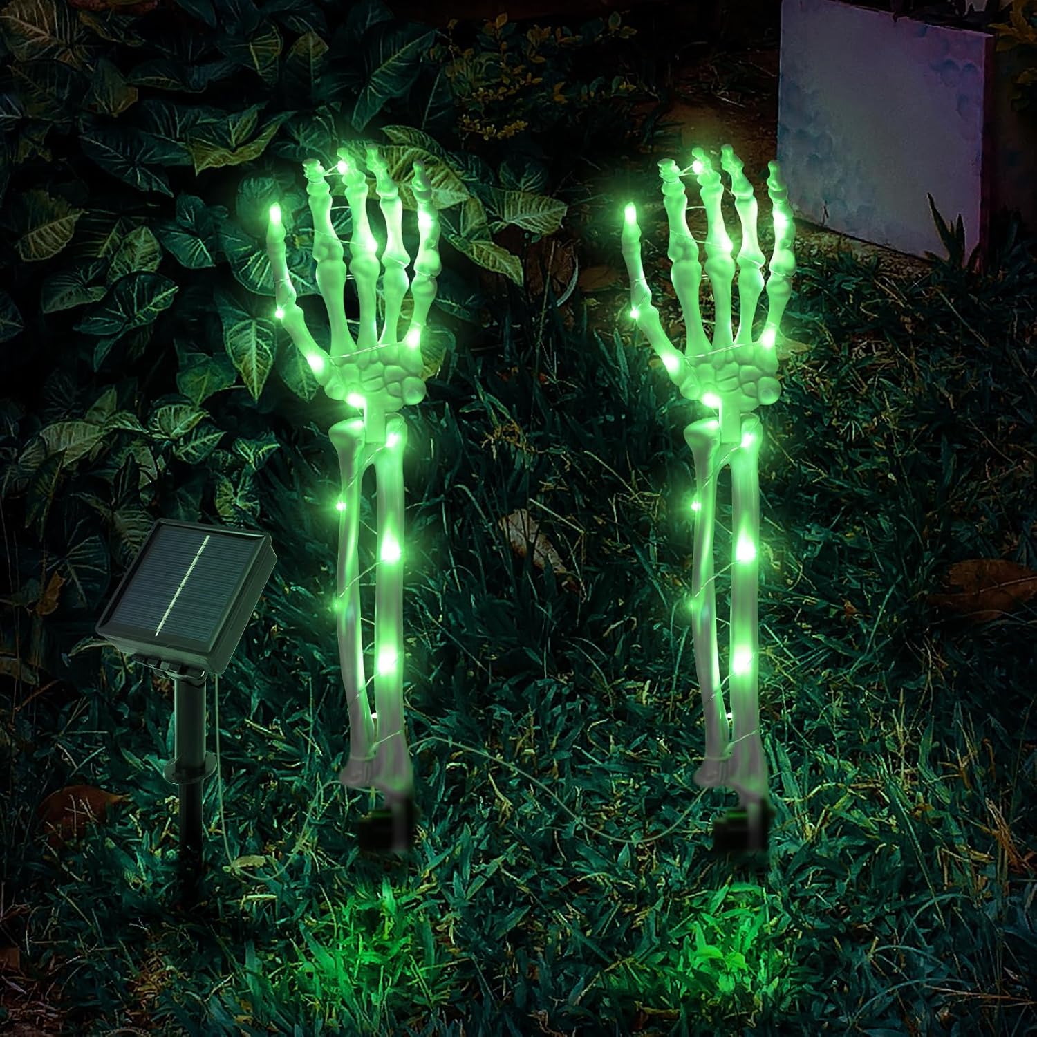 Deco Solar De Halloween Kit X2 Brazos Esqueleto