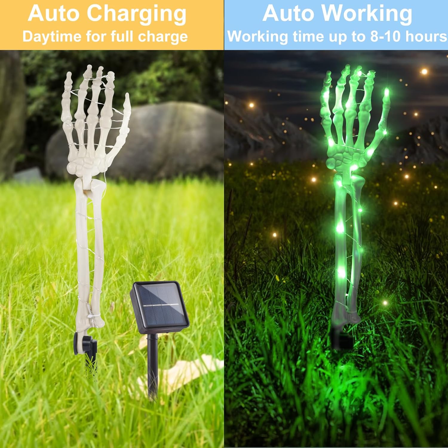 Deco Solar De Halloween Kit X2 Brazos Esqueleto