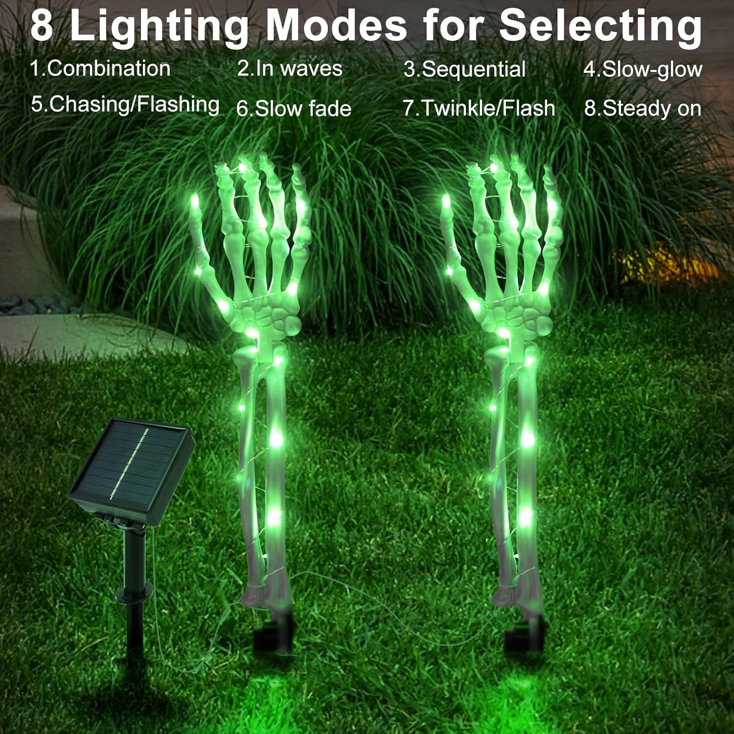 Deco Solar De Halloween Kit X2 Brazos Esqueleto