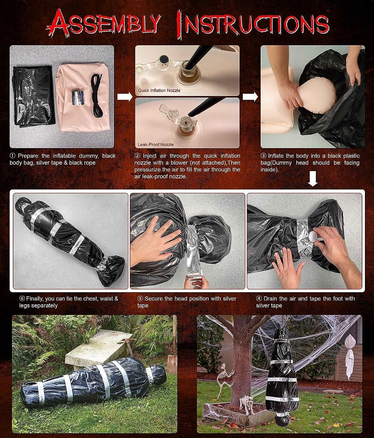 Deco Halloween Cadaver Víctima De 1.5 M De Alto