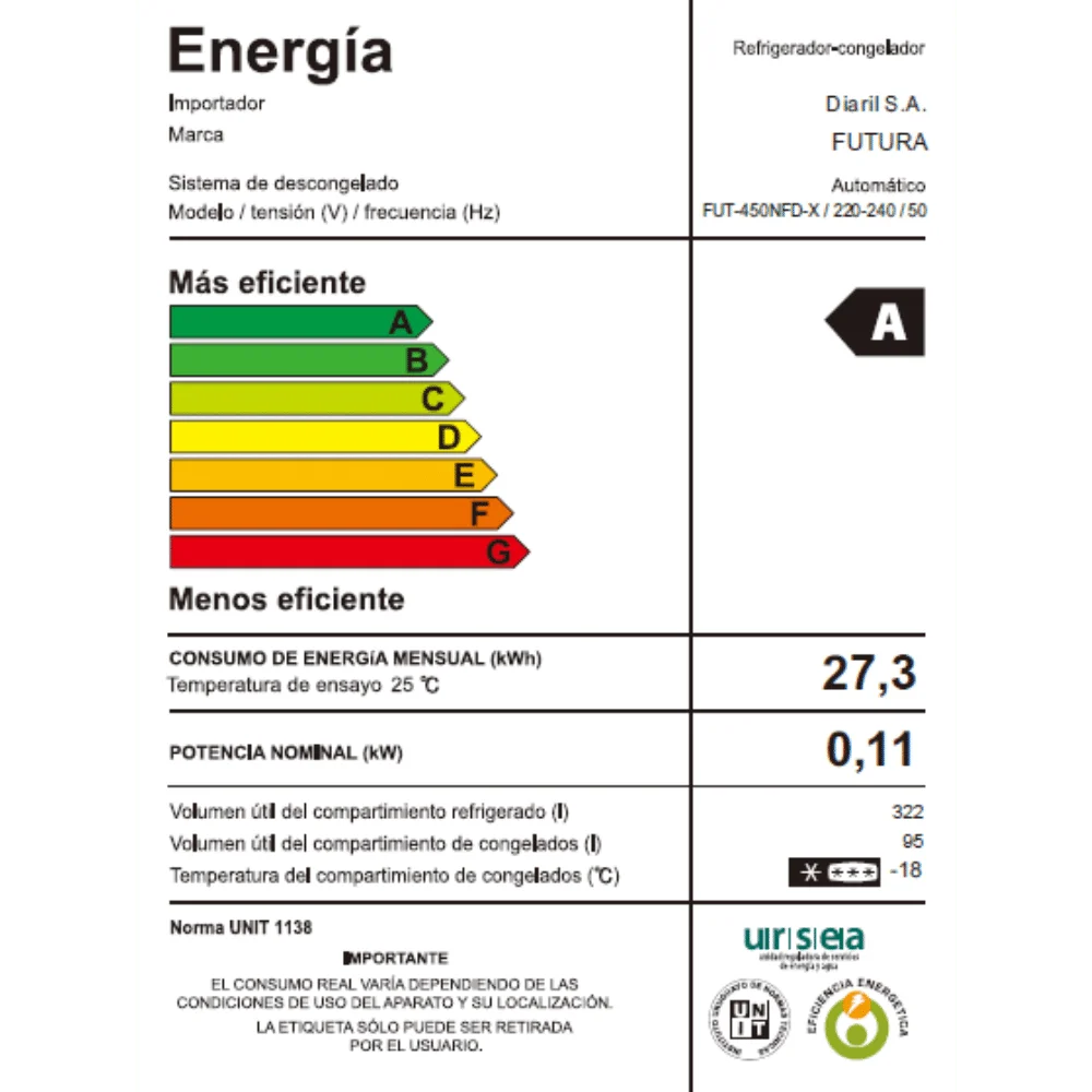 Refrigerador Futura frío seco ac.inox