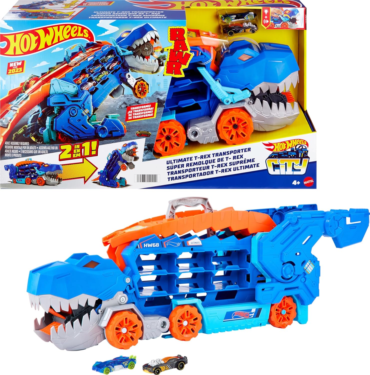 Hot Wheels City Pista Súper Remolque De T-rex