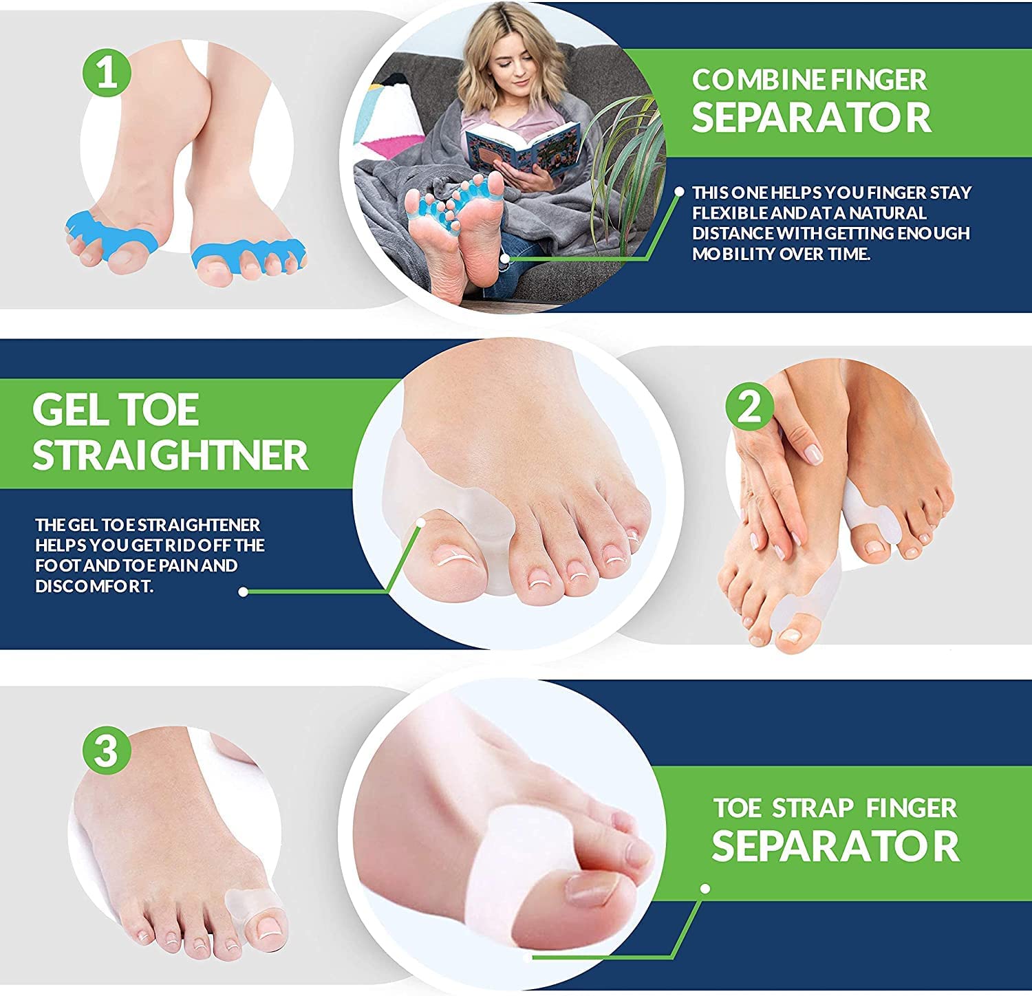 Corrector De Juanetes Ortopédico Separador de Dedos