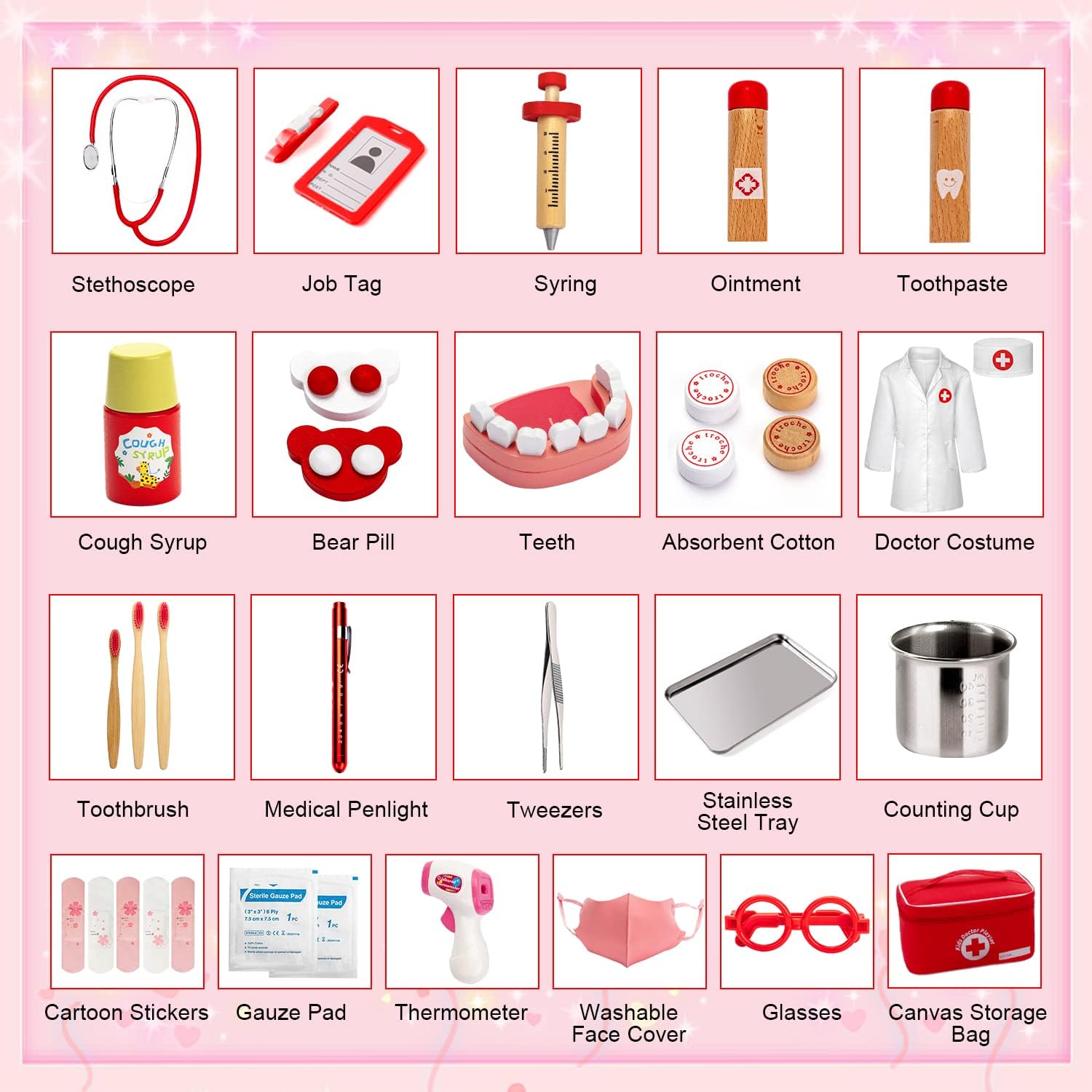 Juego De Doctores Y Dentista Botiquín 34 Piezas