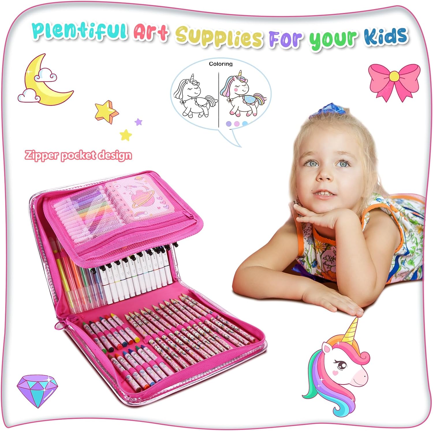 Cartuchera De Unicornio Con 73 Útiles Escolares