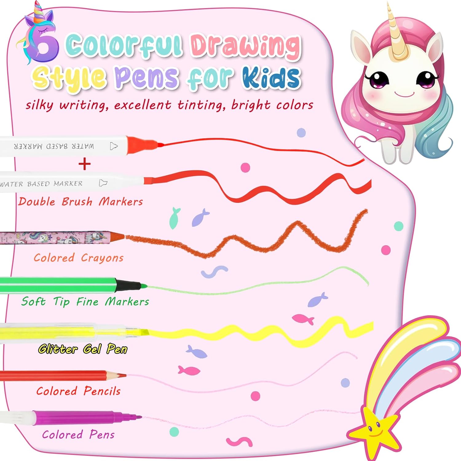 Cartuchera De Unicornio Con 73 Útiles Escolares