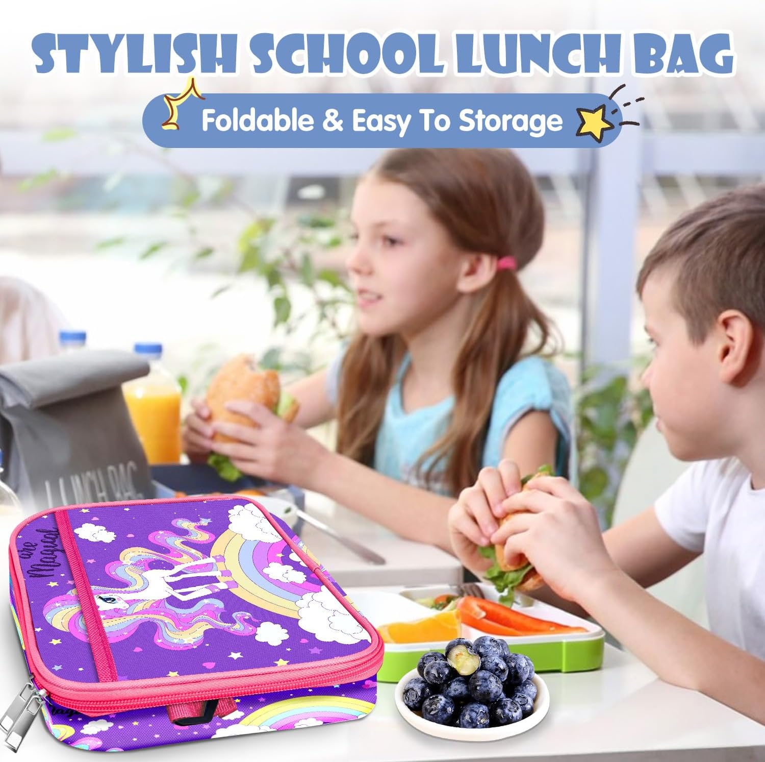 Lonchera Unicornio Térmica Con Cubiertos Y Más