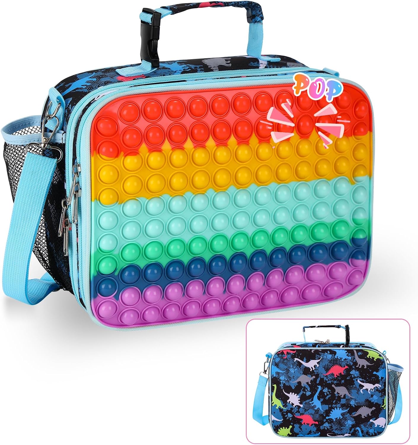 Lonchera Diseño Unicornio y dinosaurio Pop It