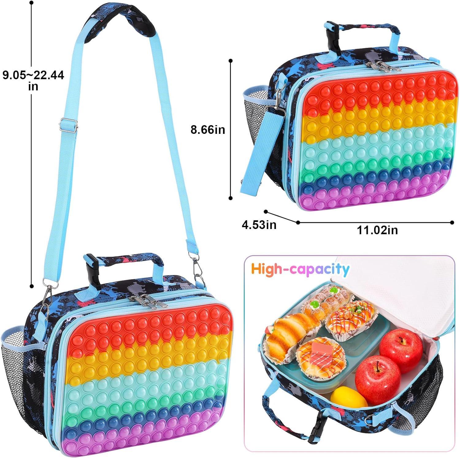 Lonchera Diseño Unicornio y dinosaurio Pop It