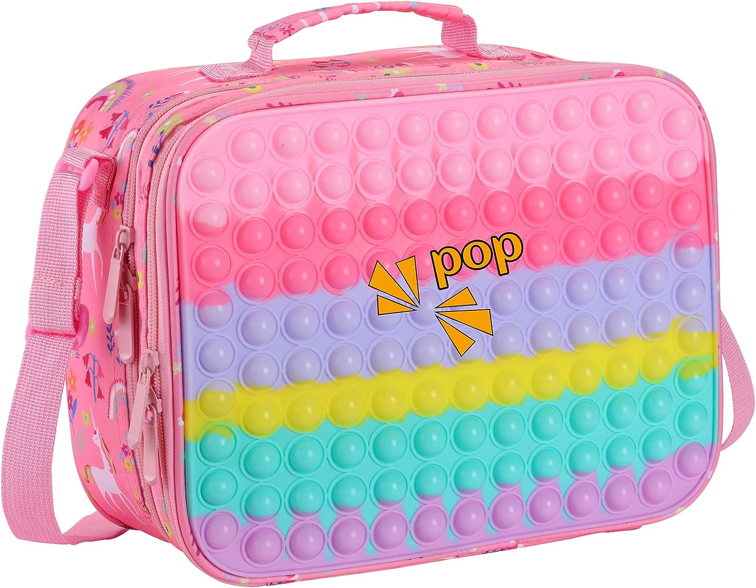 Lonchera Diseño Unicornio y dinosaurio Pop It