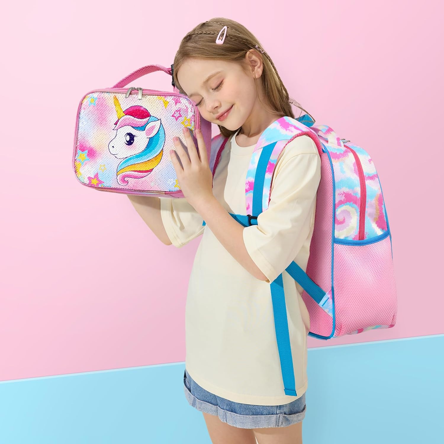 Lunchera Infantil De Unicornio Lentejuelas