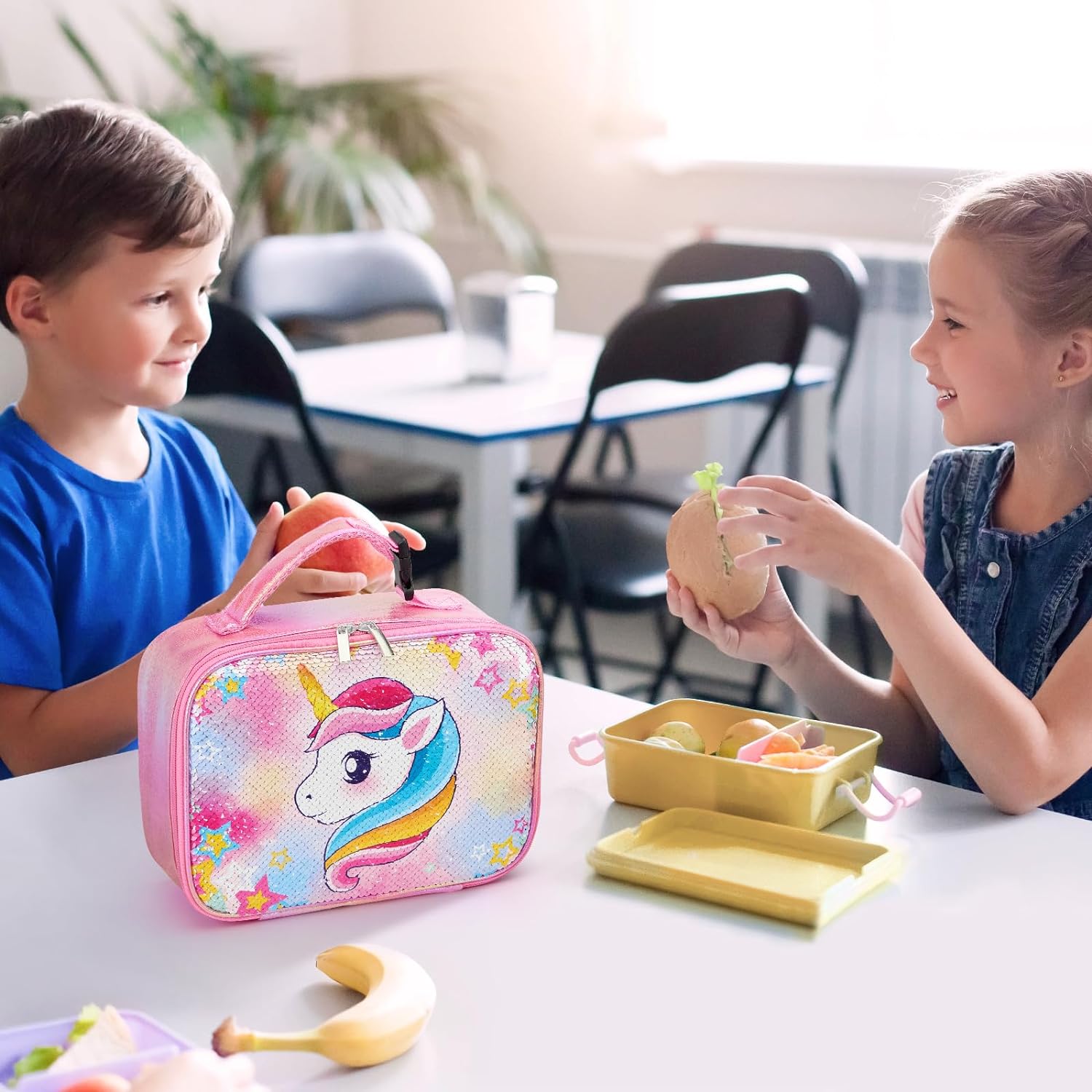 Lunchera Infantil De Unicornio Lentejuelas