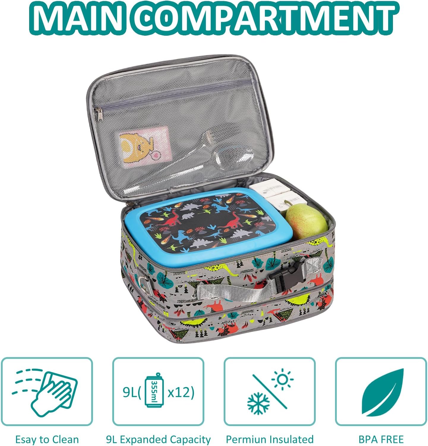 Lonchera Expandible unicornio o dinosaurio Aislamiento Térmico