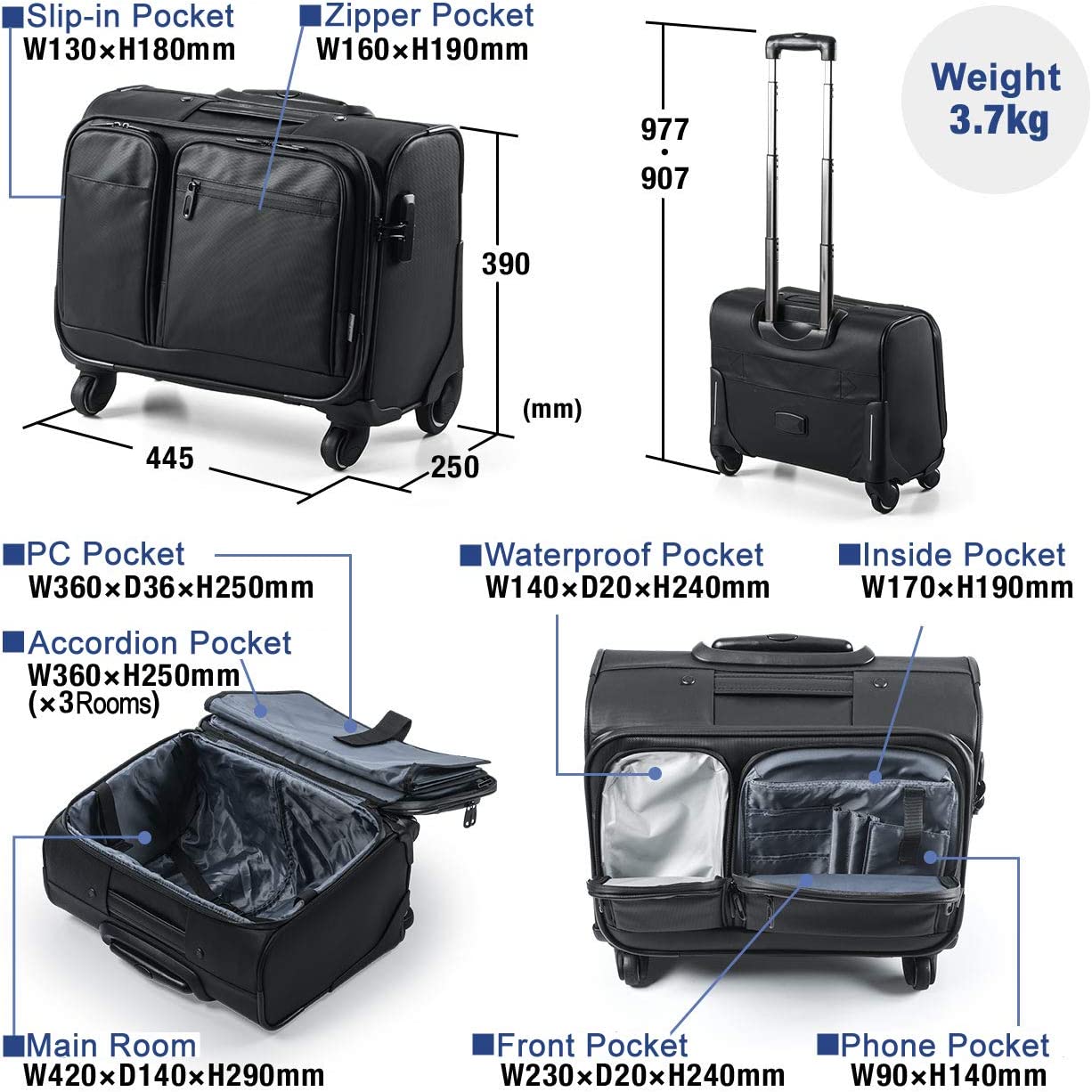 Carrión Maletín Computadora Con Asa Telescópica