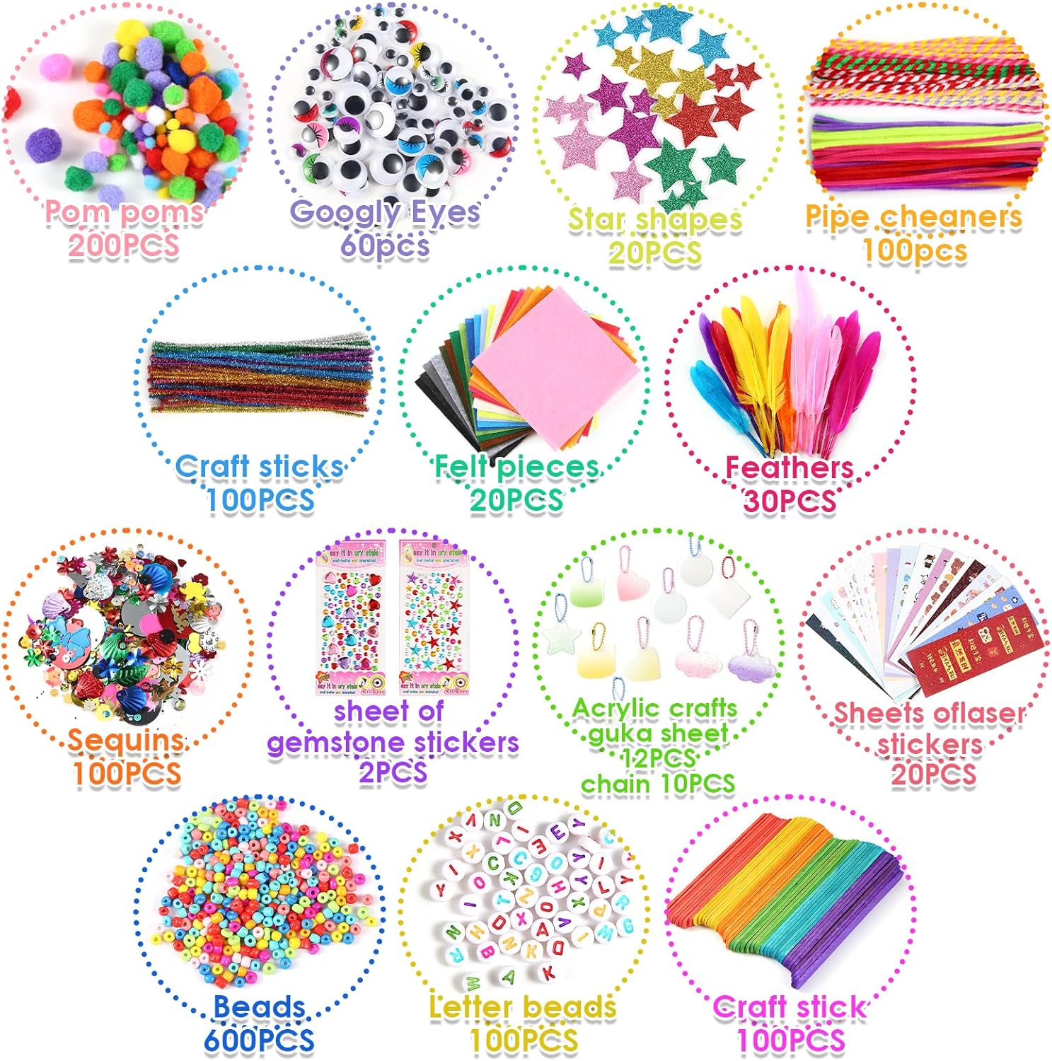 Kit De Manualidad Infantil X 2000 Piezas Arte