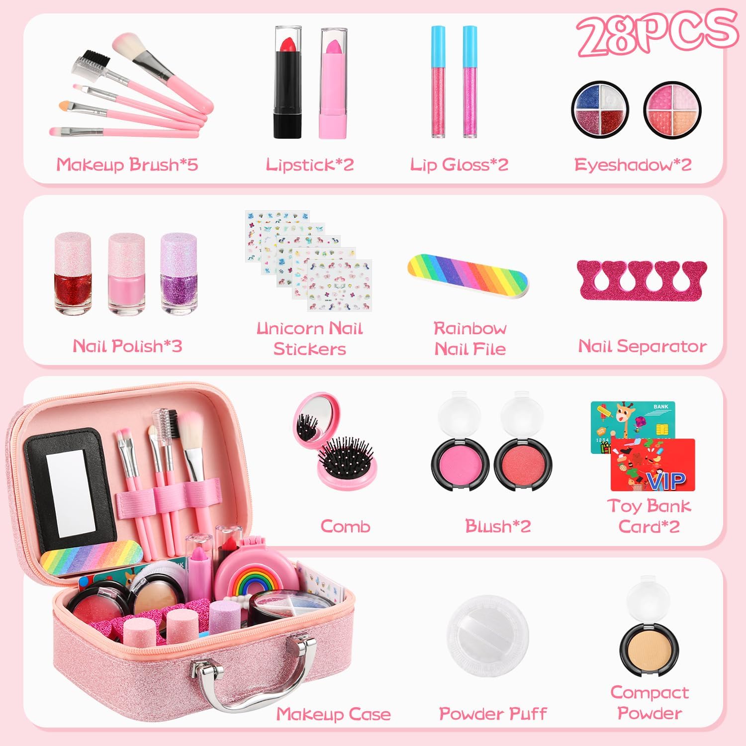 Kit De Maquillaje Infantil Lavable Real No tóxico