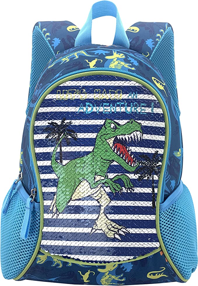 Mochila Infantil Dinosaurio De Lentejuelas 34cm