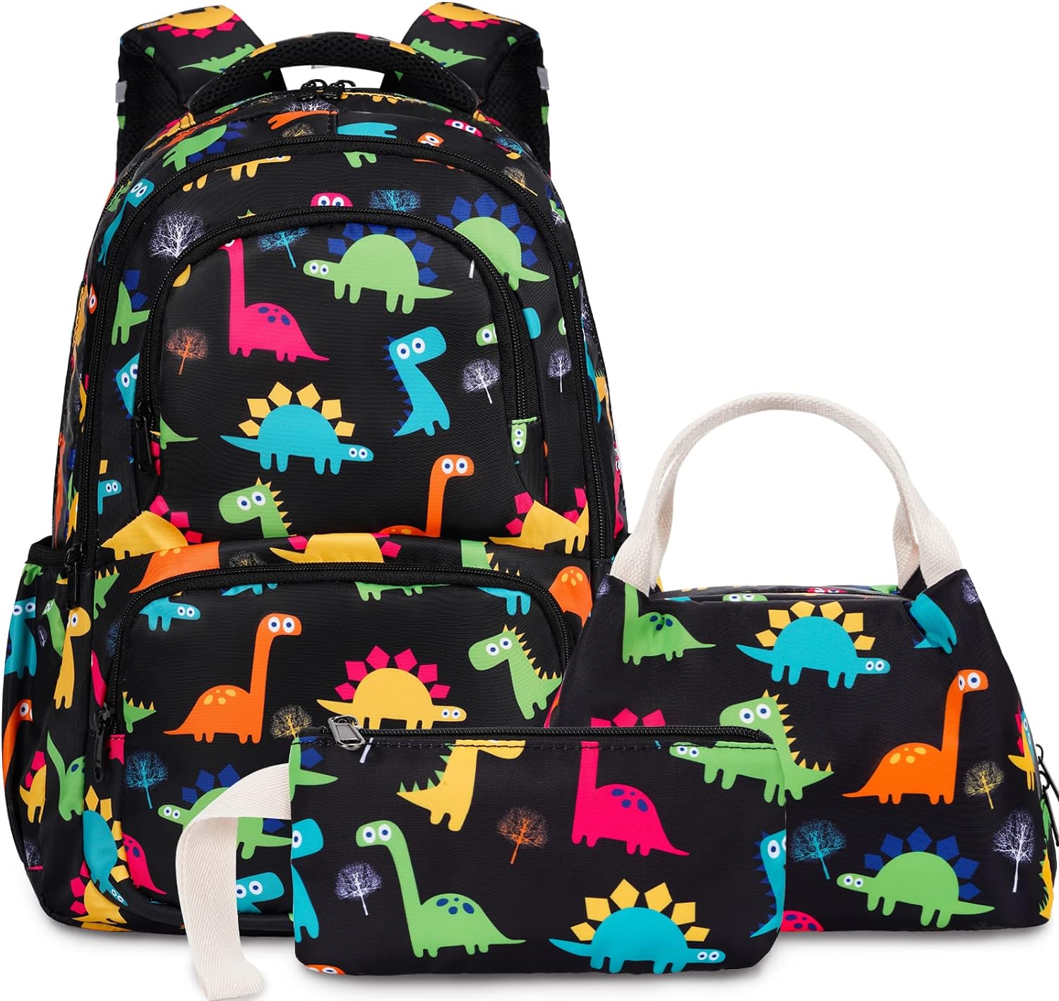 Mochila Dinosaurio Con Lonchera Y Cartuchera