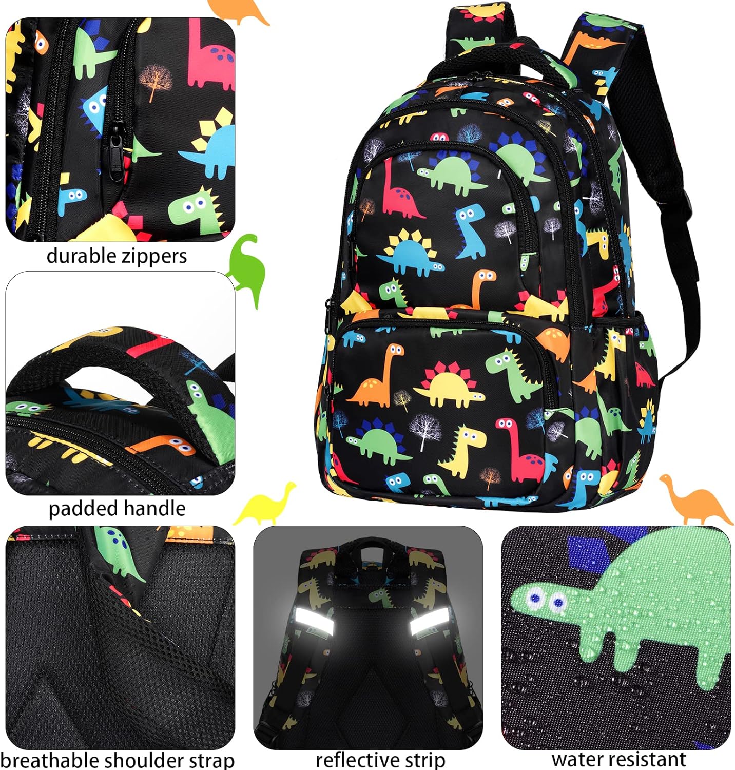 Mochila Dinosaurio Con Lonchera Y Cartuchera