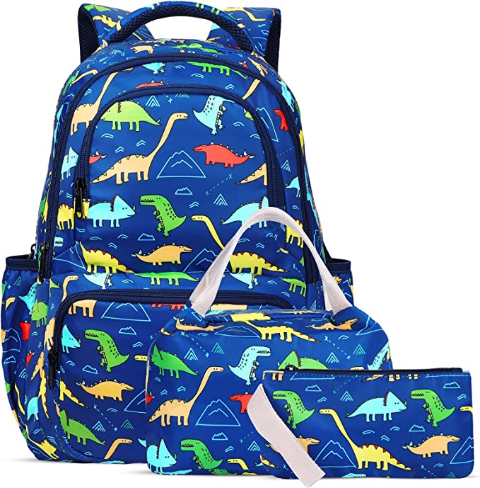 Mochila Dinosaurio Con Lonchera Y Cartuchera