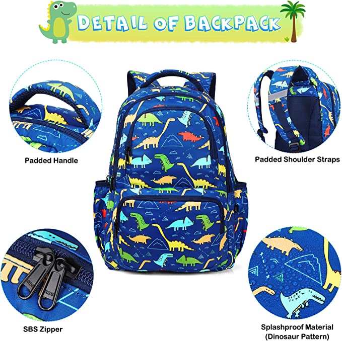 Mochila Dinosaurio Con Lonchera Y Cartuchera