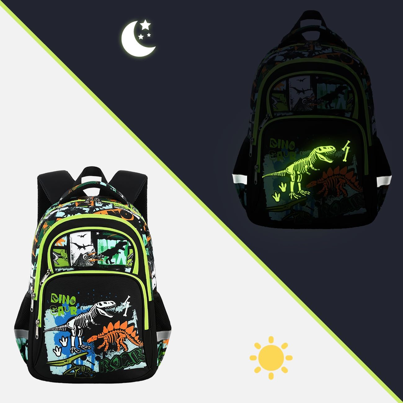 Mochila Infantil Luminosa Dinosaurios Fuerte