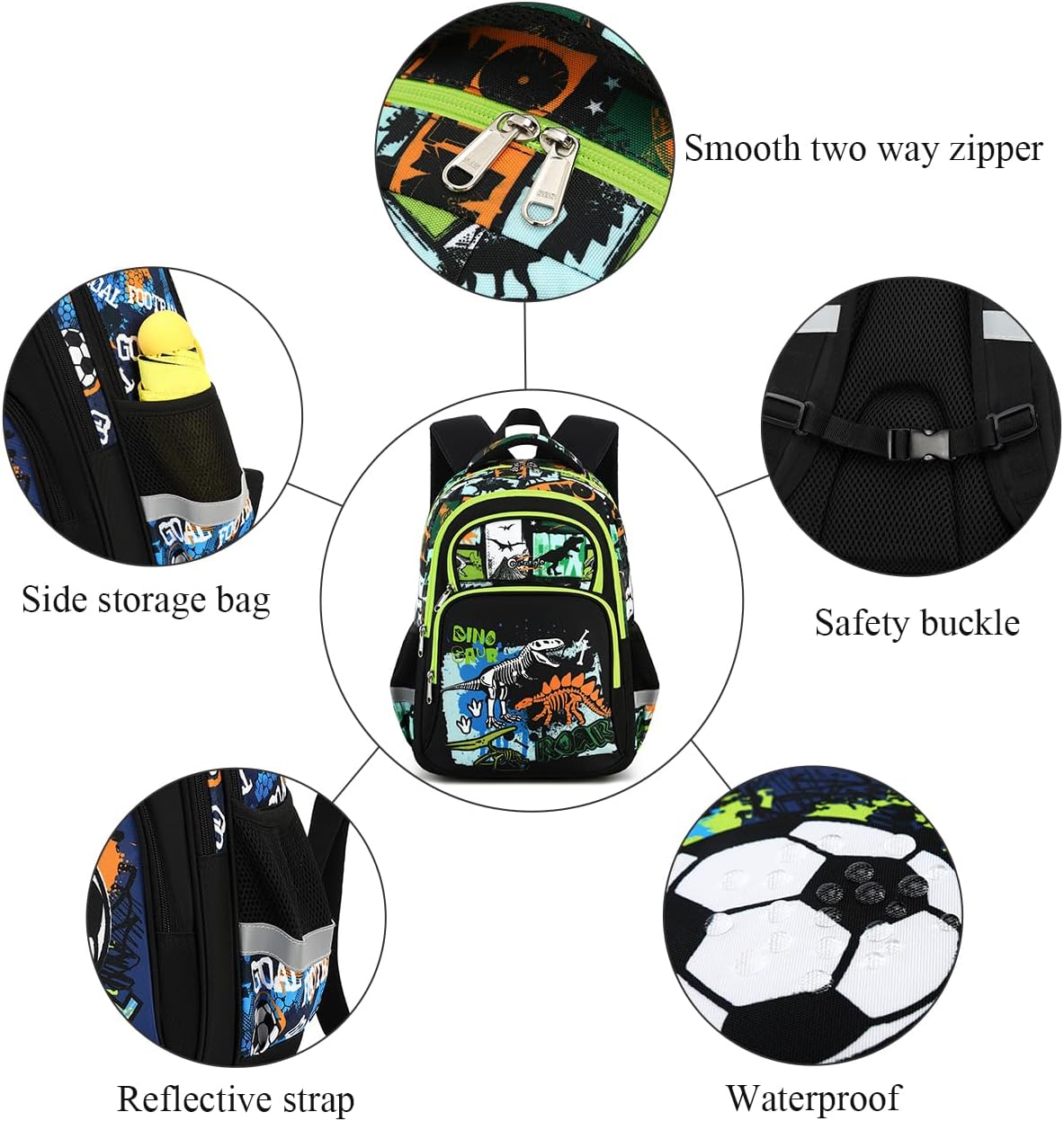 Mochila Infantil Luminosa Dinosaurios Fuerte