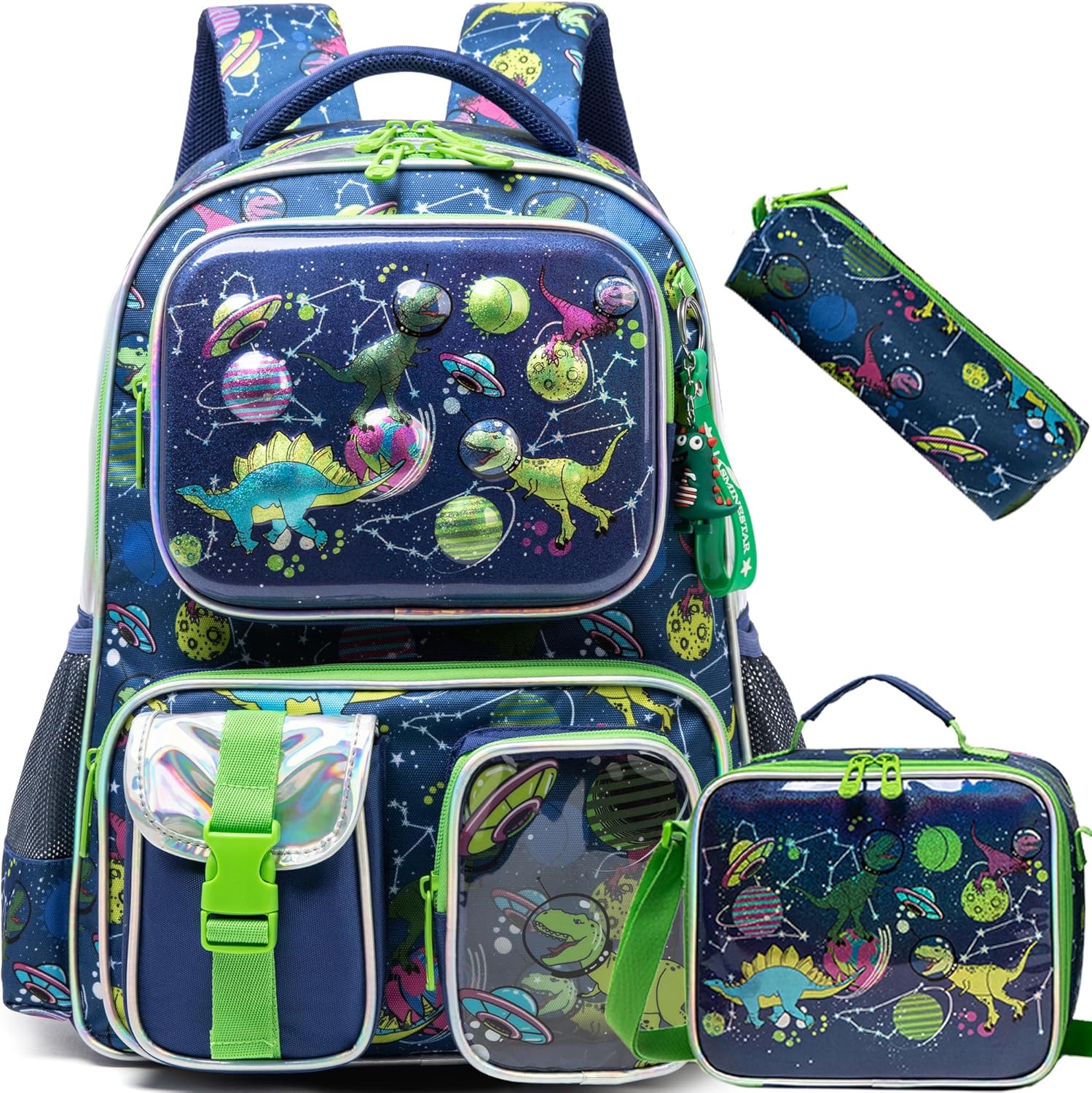 Mochila Escolar Dinosaurios Set con lonchera y cartuchera