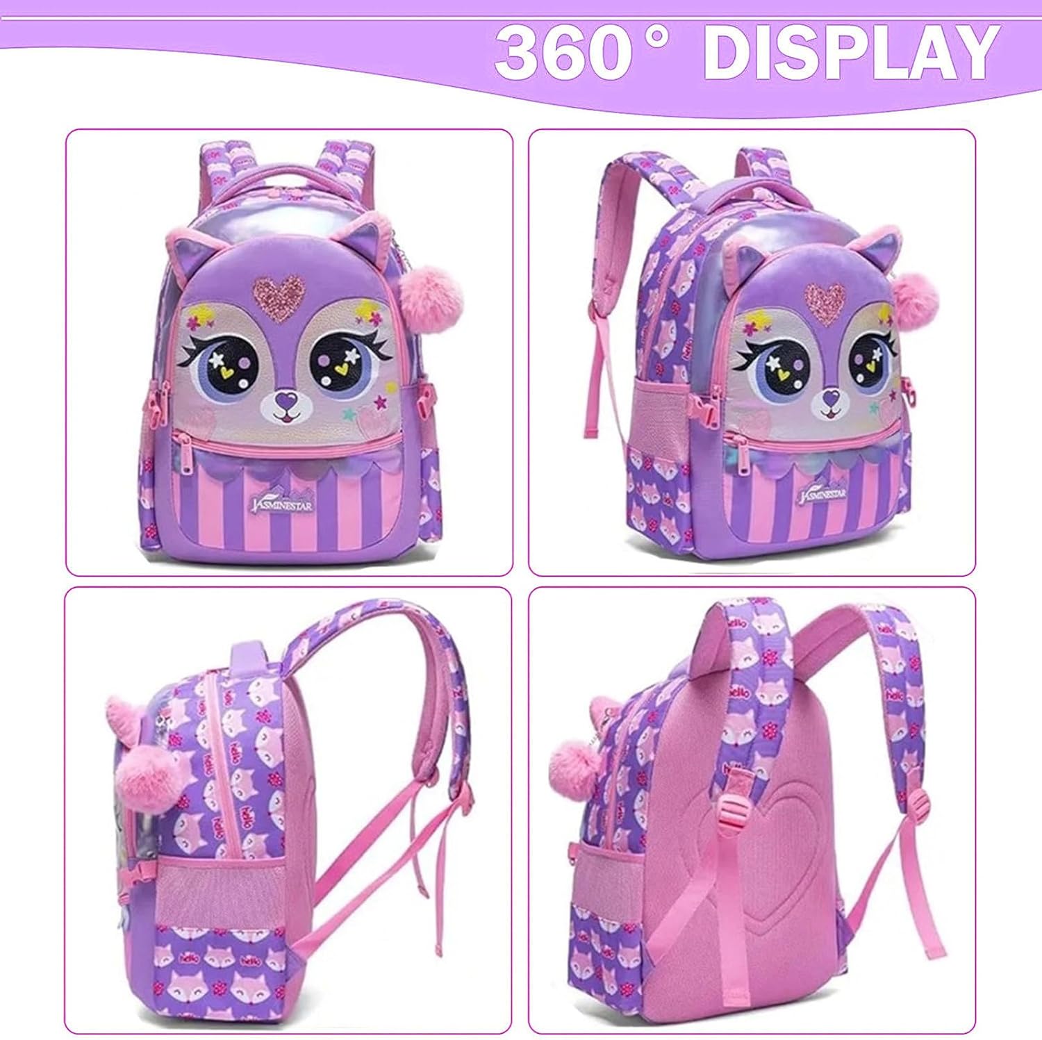 KIt Mochila Infantil Gatito + lonchera + Cartuchera Gran Capacidad
