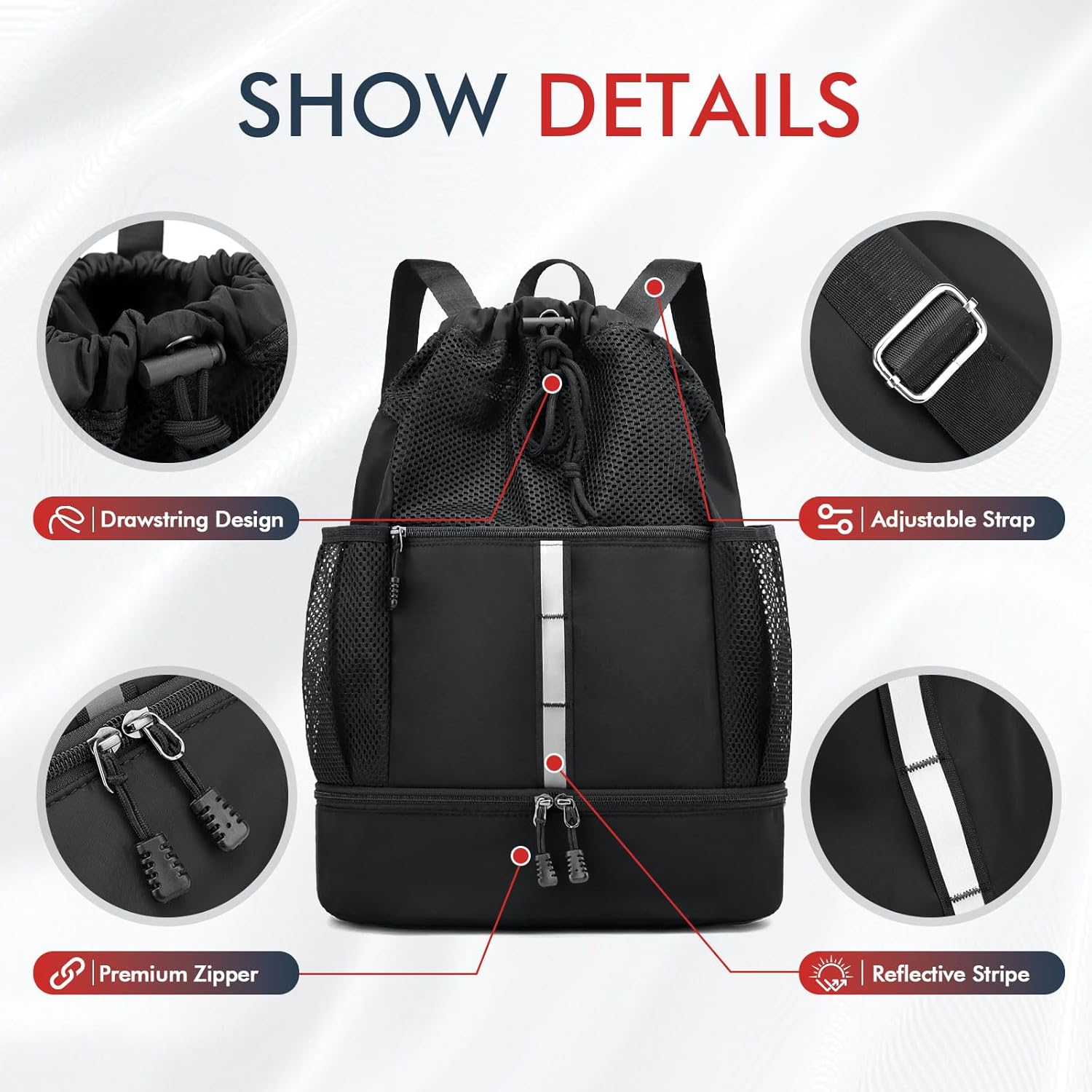 Bolso De Gimnasio Con Cordón Gran Capacidad