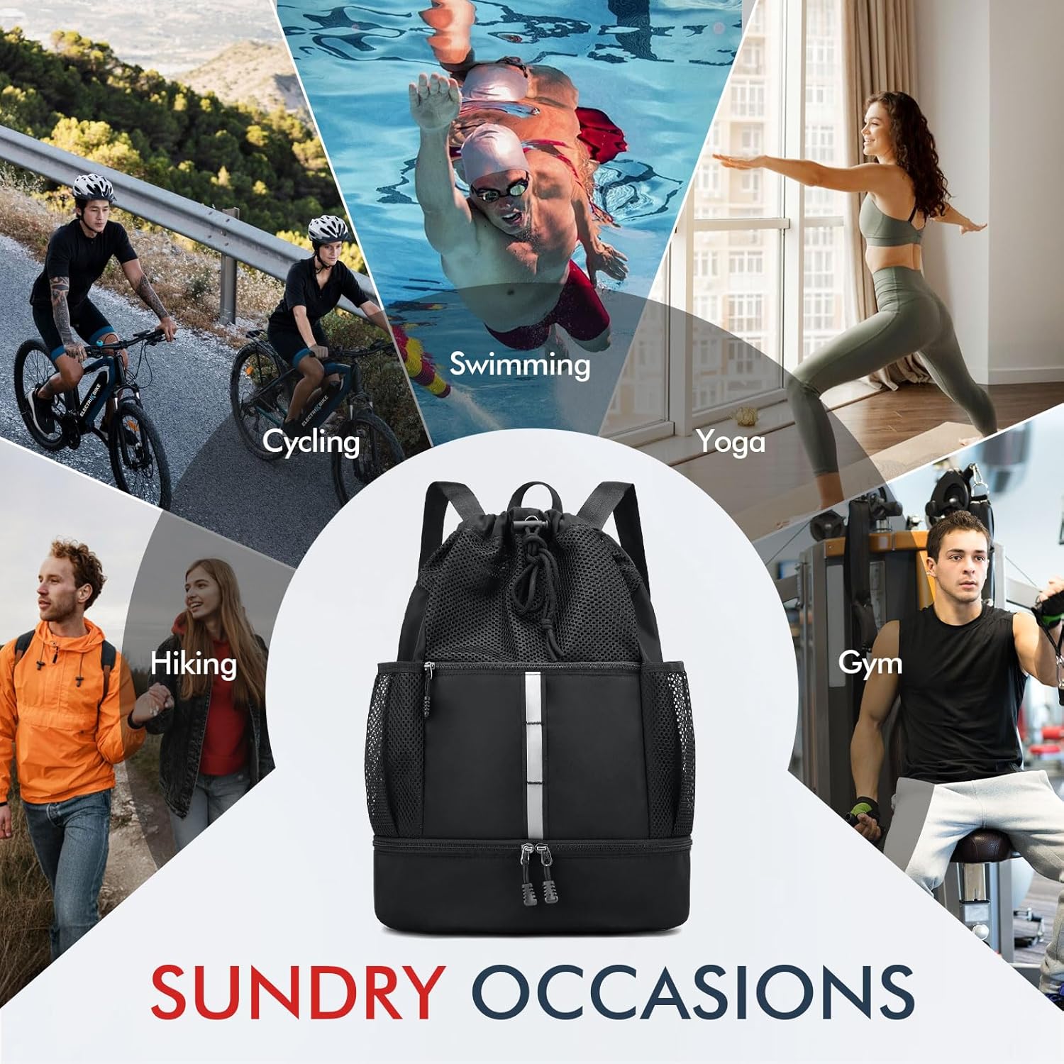 Bolso De Gimnasio Con Cordón Gran Capacidad