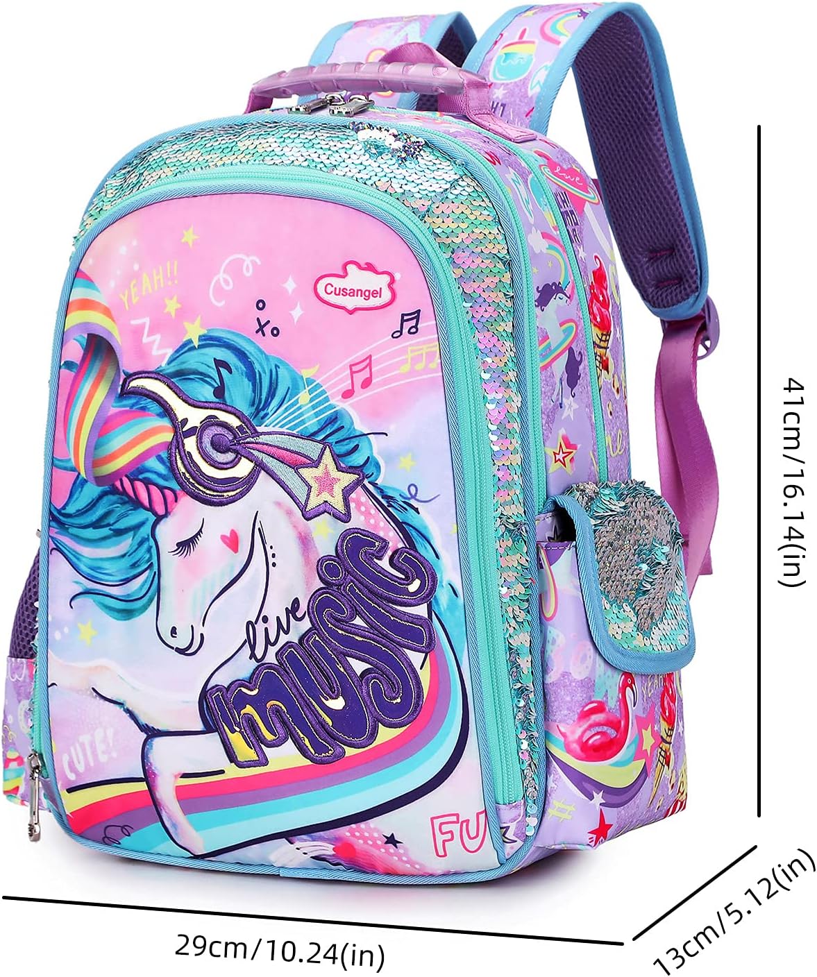 Mochila Infantil Unicornio Con Lentejuelas