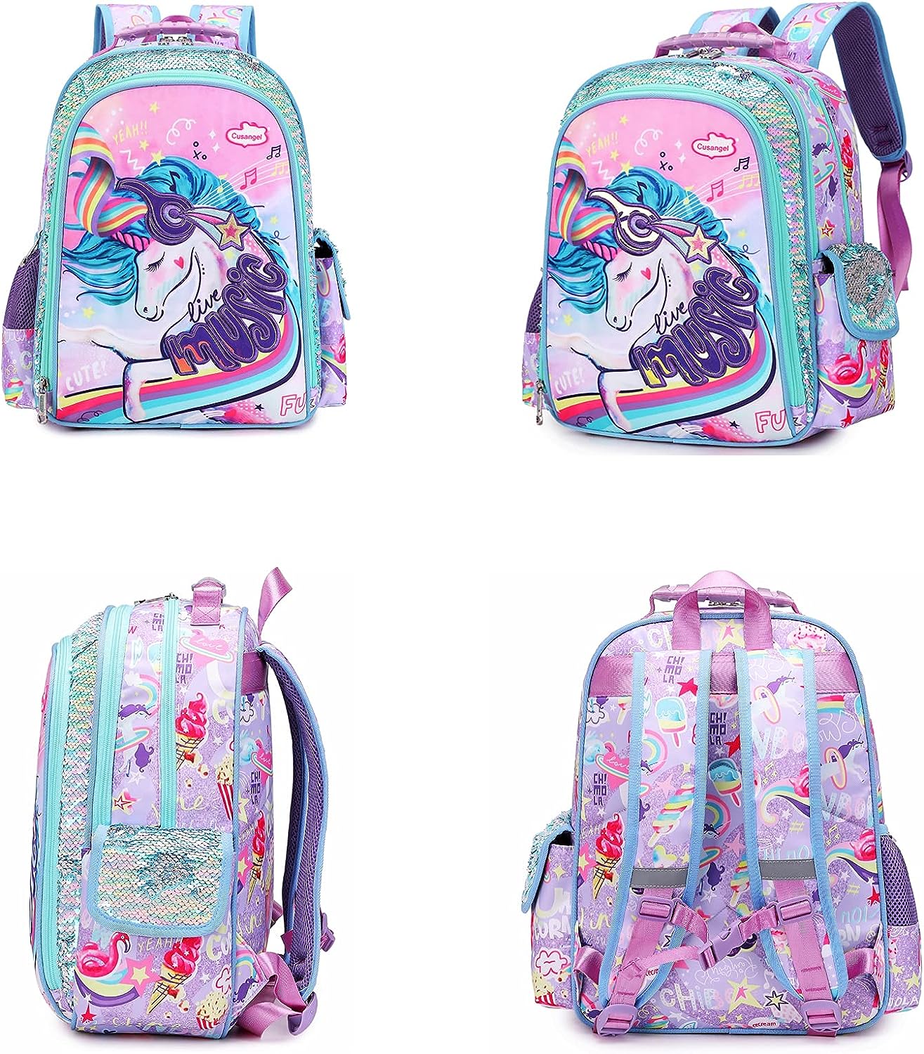 Mochila Infantil Unicornio Con Lentejuelas