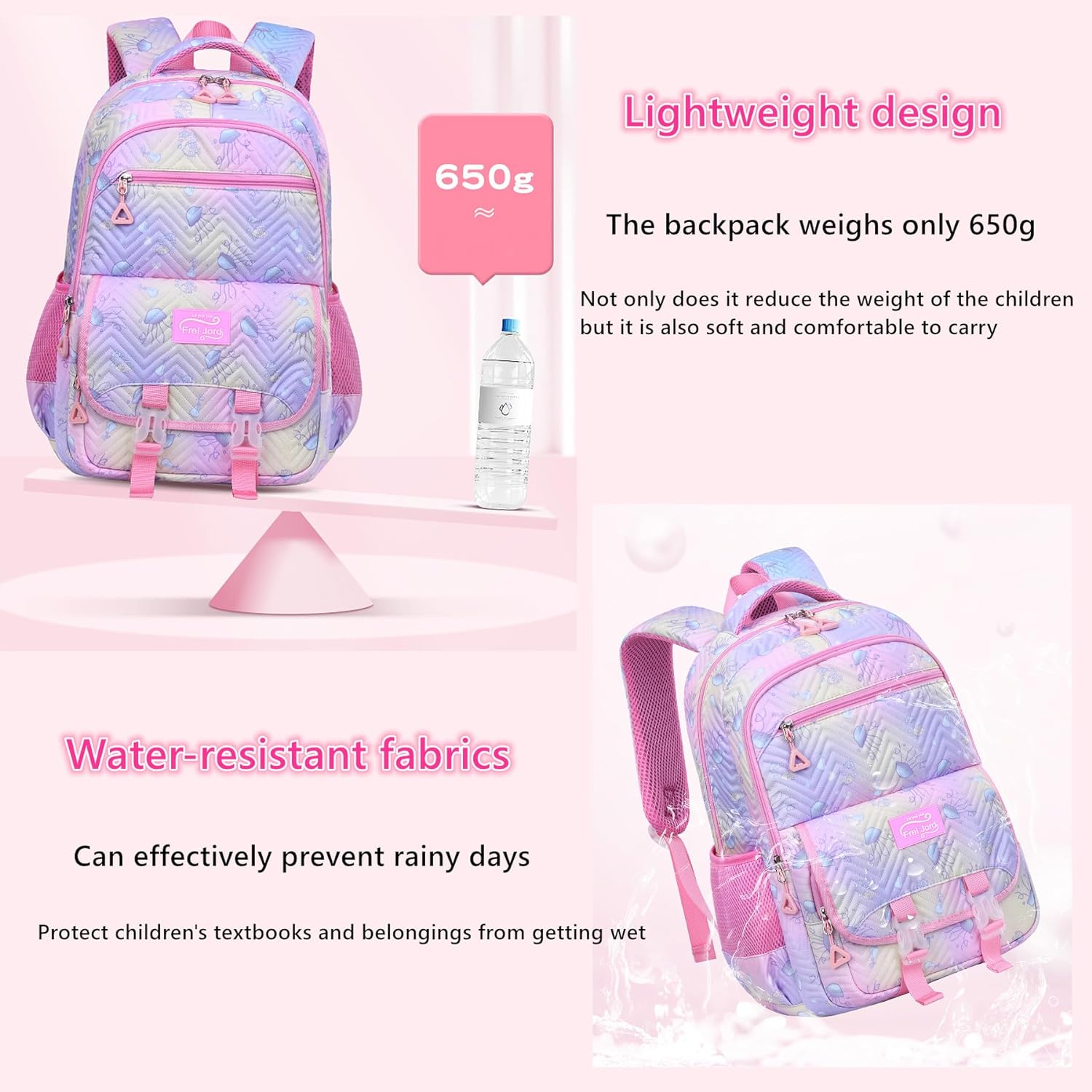 Juego De Mochila Escolar 3 En 1 Medusa Purpura