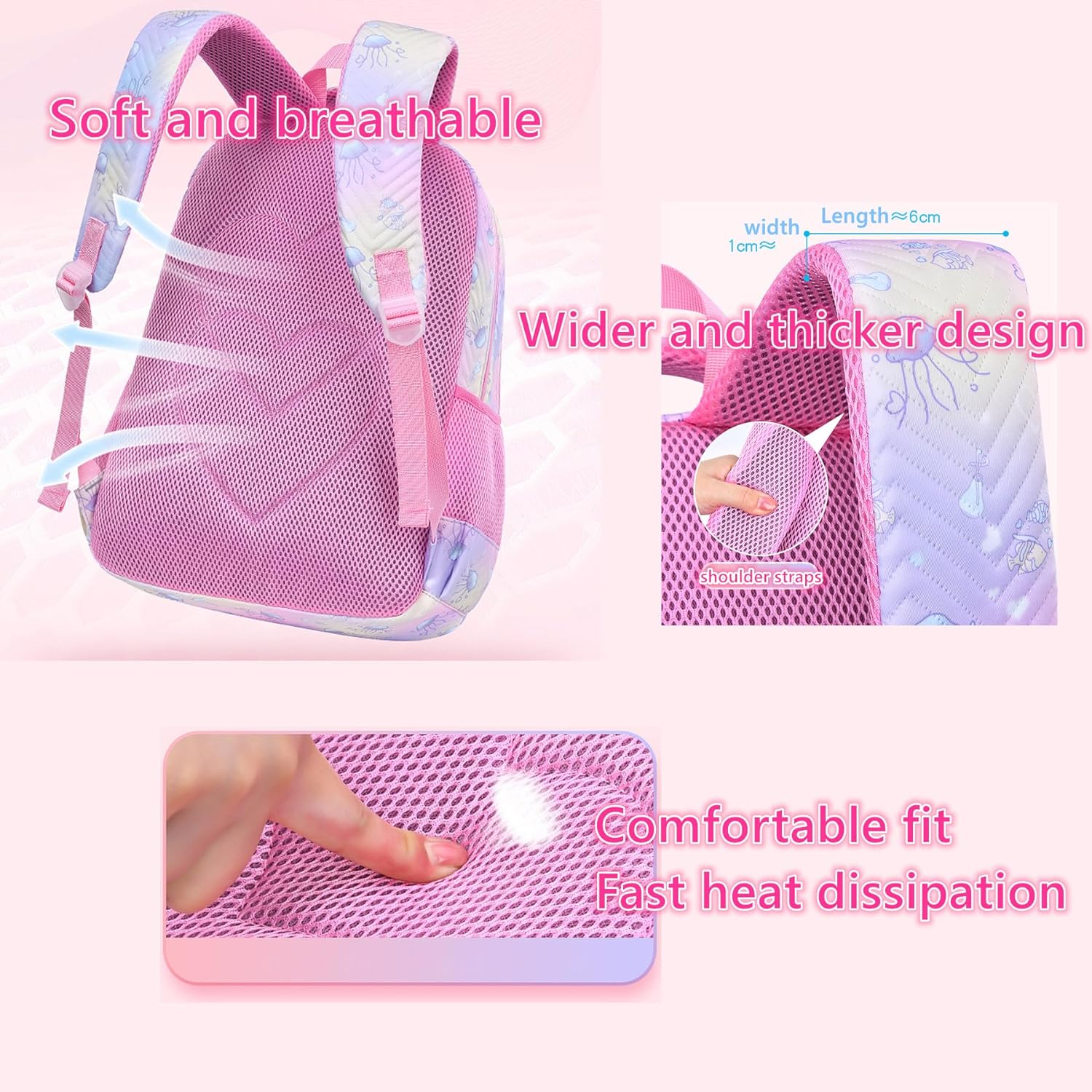 Juego De Mochila Escolar 3 En 1 Medusa Purpura