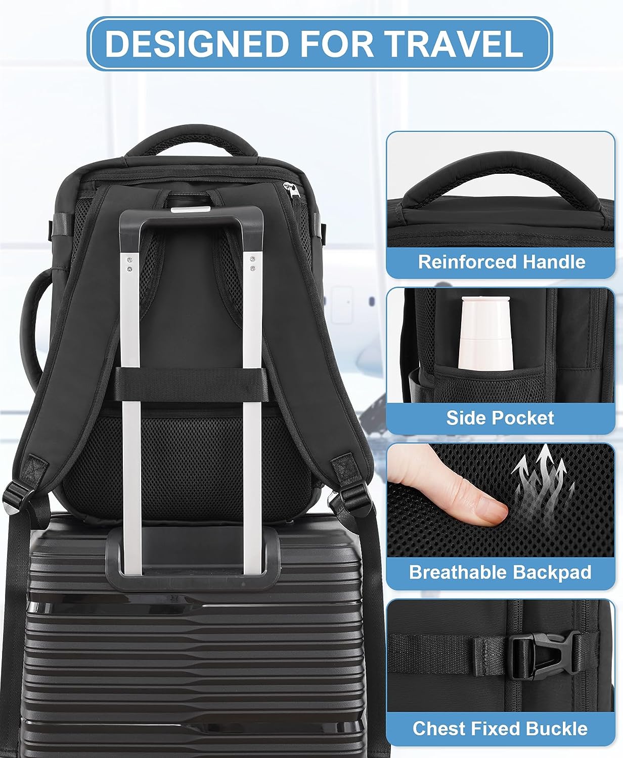 Mochila Carry On Con Necessaire Fuerte Y Comoda