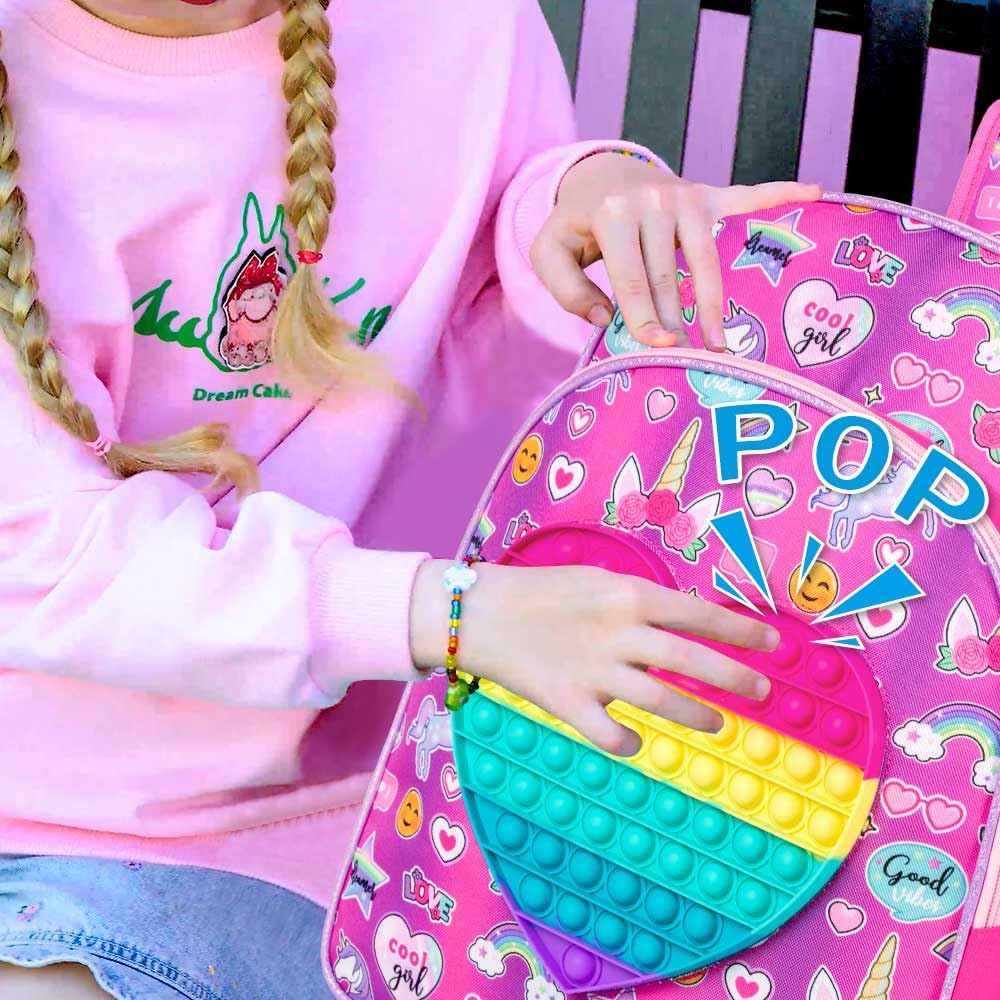 Mochila Pop It de unicornios + Lonchera y cartuchera