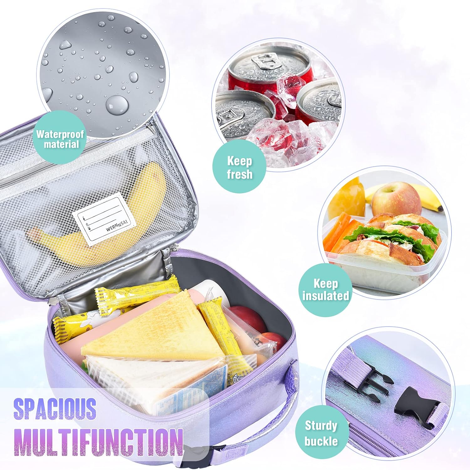 Mochila y lonchera de sirena con lentejuelas