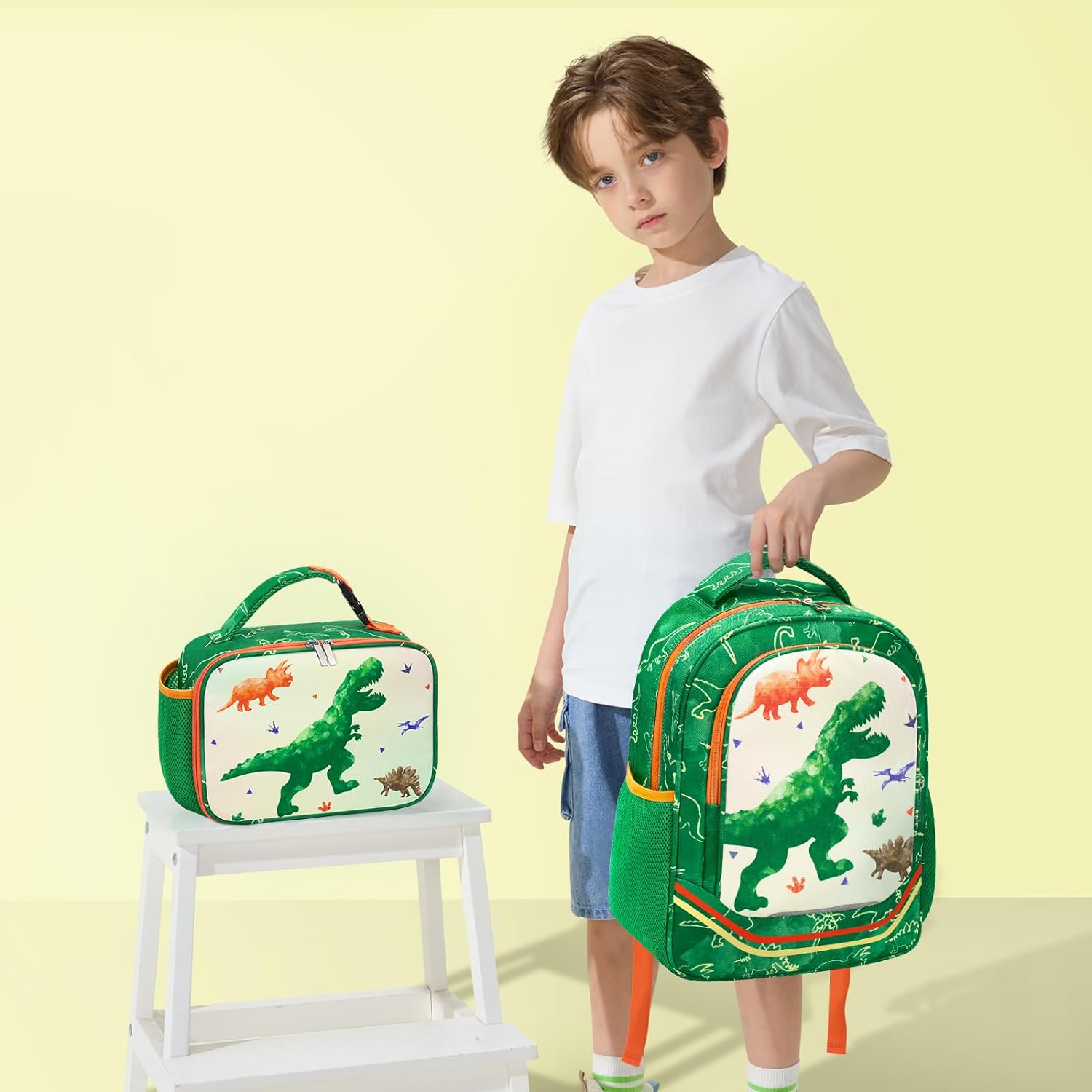 Juego De Mochila Con Lonchera De Dinosaurio