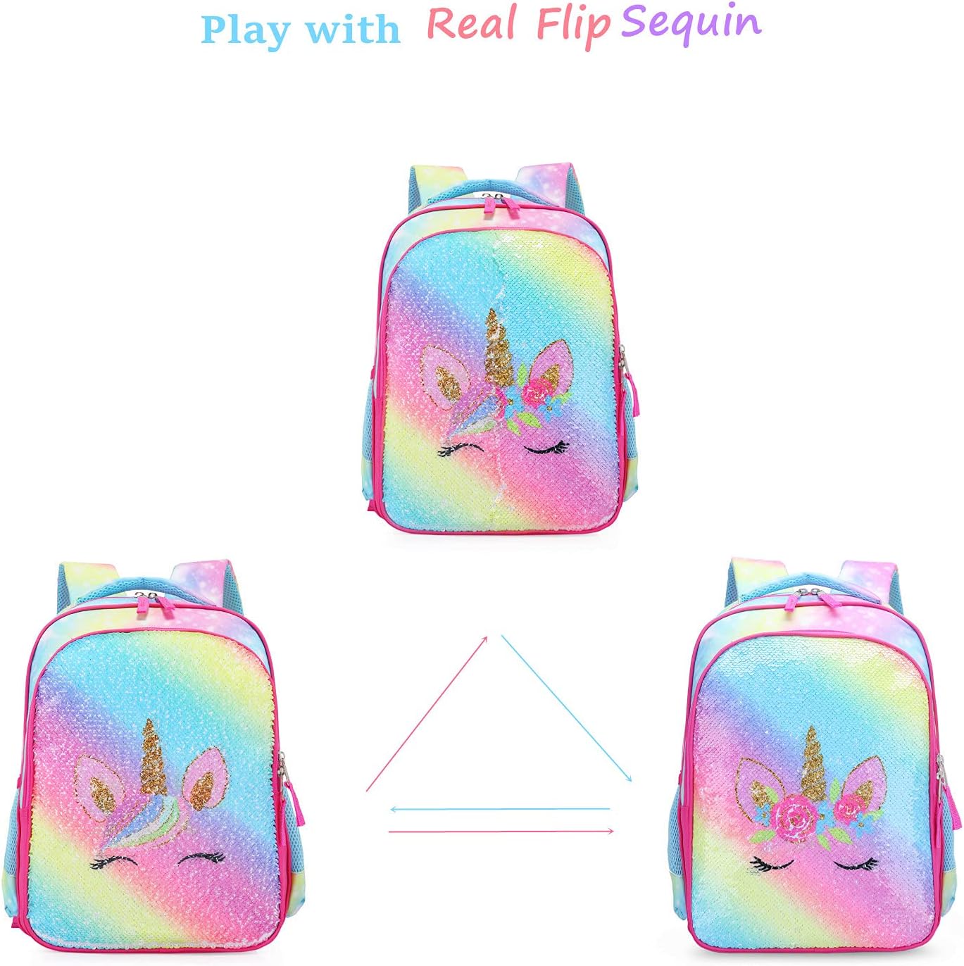 Mochila Reversible De Lentejuelas Con Lonchera