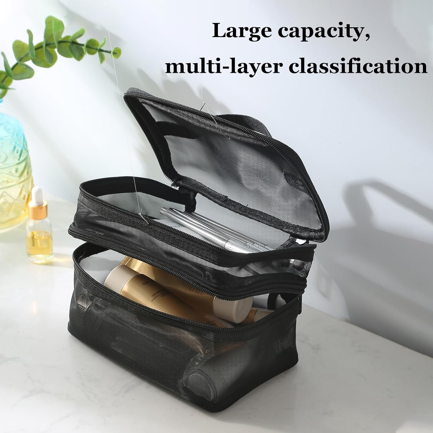 Neceser De Maquillaje Doble Capa Con Asa